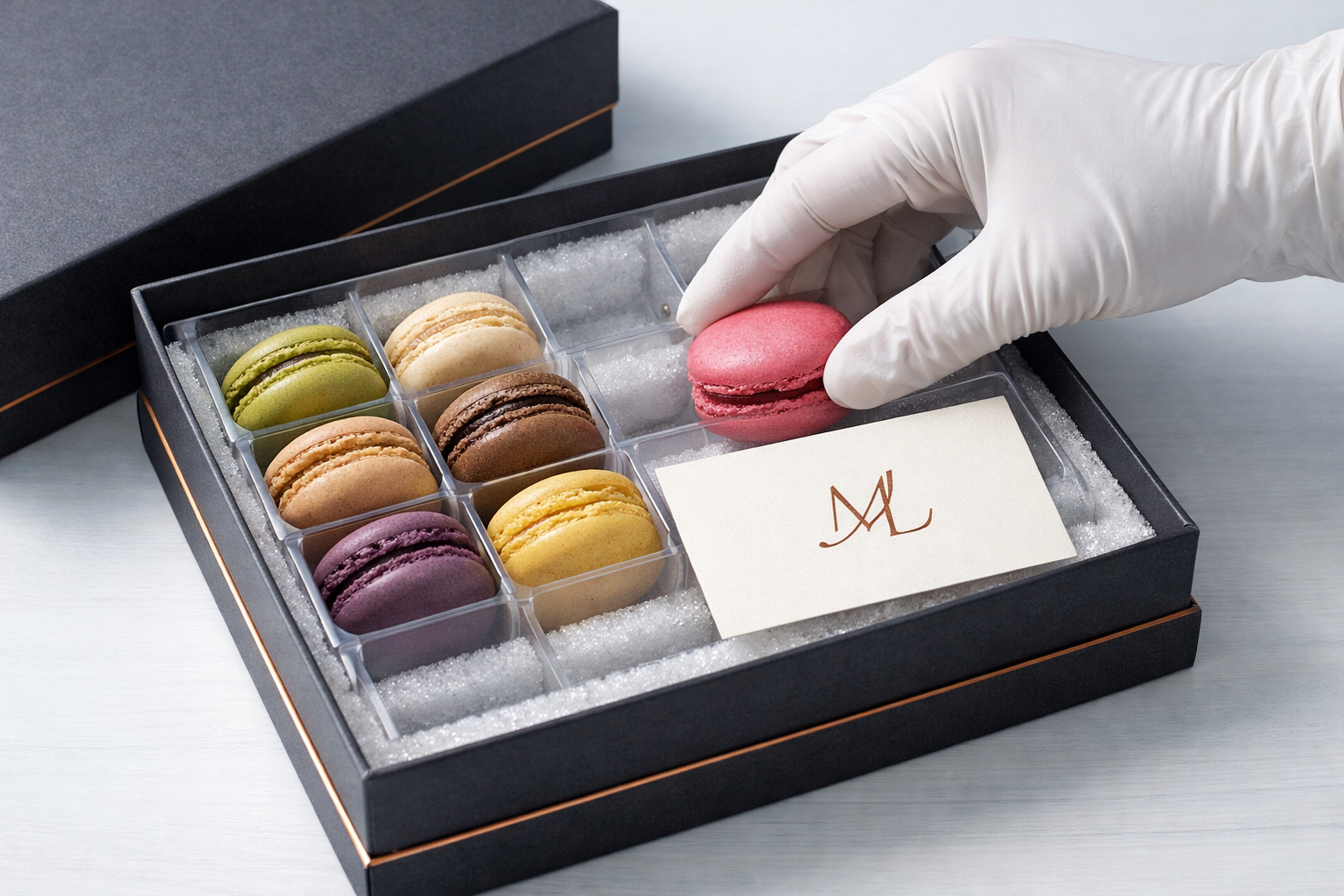 Makaron kutusunun iç tepsi ve koruyucu yastıkla paketlenmesi